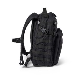 5.11 Tactical Rush12 2.0 rygsæk, 24 liter i farven Sort set fra siden med Molle panel