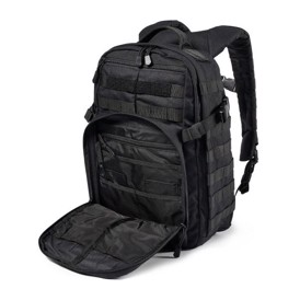 5.11 Tactical Rush12 2.0 rygsæk, 24 liter i farven Sort set med åben frontlomme