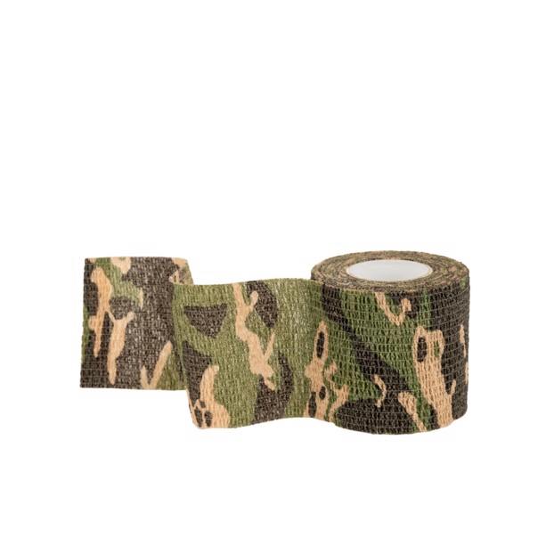 Sløringstape i woodland camo på 4,5 m x 5 cm