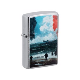 Zippo Lighter med motiv af D-Day Landing set i vinkel